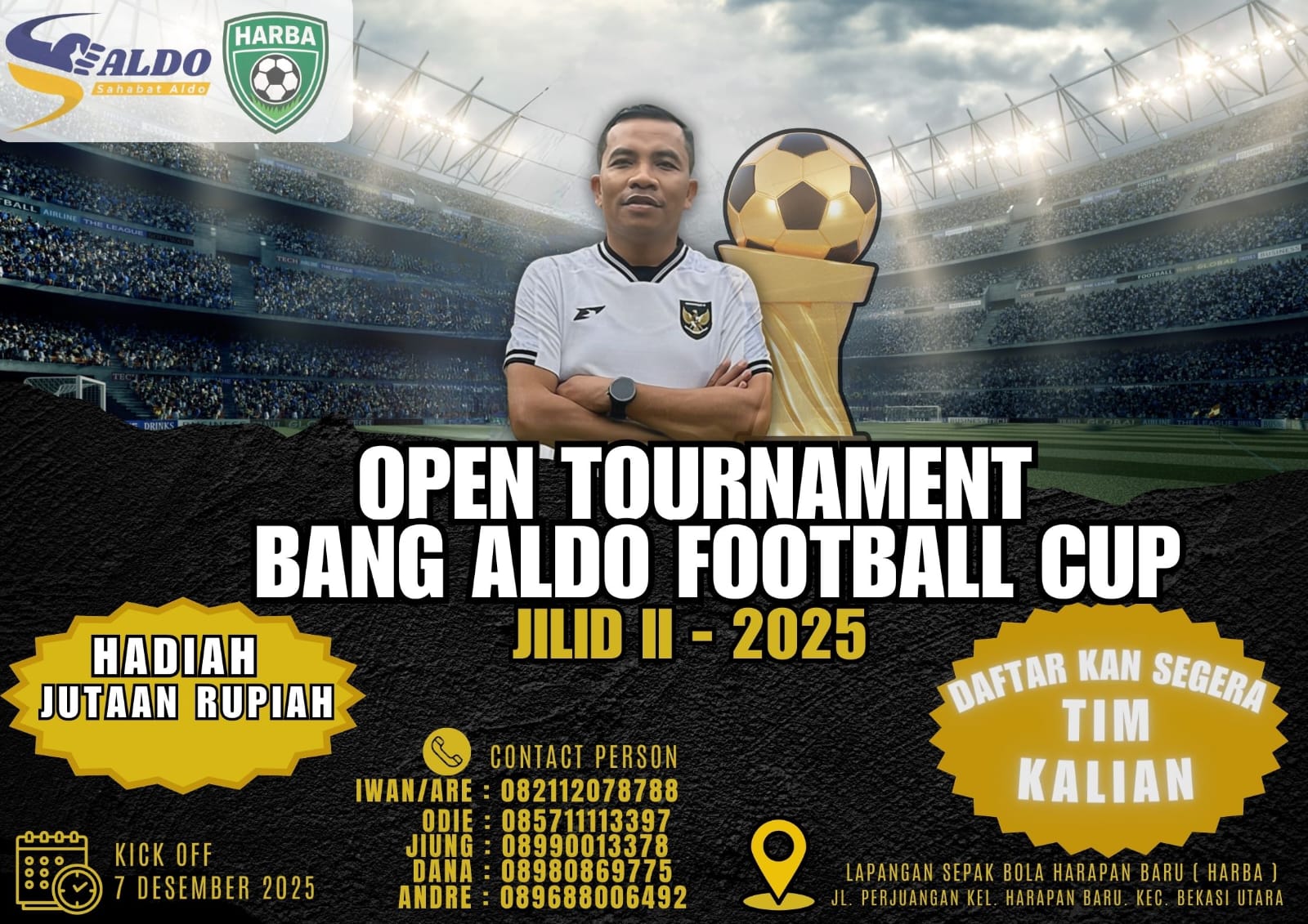 Cari Bibit Unggul Pesepakbola, Aldo Sirait Helat Turnamen Sepakbola di Bekasi Utara